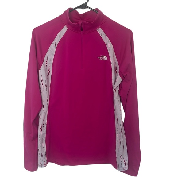 The North Face Tops - The North Face Pullover Quarterzip Medium. Pink Silver Workout Running Top